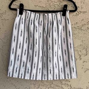 J. Crew Bone White Cotton Tribal Aztec Mini Pencil Skirt Boho Chic Womens Size 0